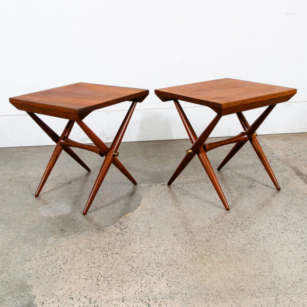 Mid Century Danish Modern Side Tables End Dansk IHQ Jens Quistgaard Staved Teak