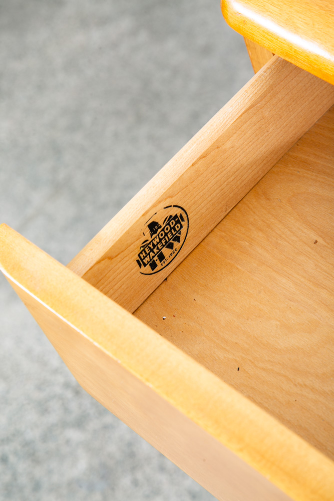 Mid Century Modern Desk Blonde Solid Maple Wood Heywood Wakefield Drawers Mcm 2 - Image 7