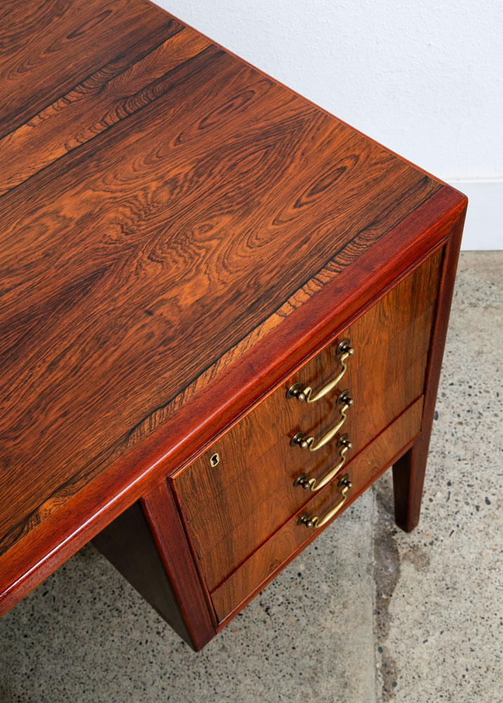 Mid Century Danish Modern Desk Executive Rosewood Ole Wanscher Locking 8 Drawer - Image 11