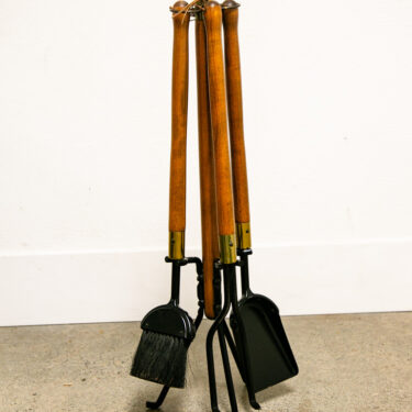 Mid Century Modern Fireplace Tools Wood Brass Cast iron Pilgrim Seymour Nelson