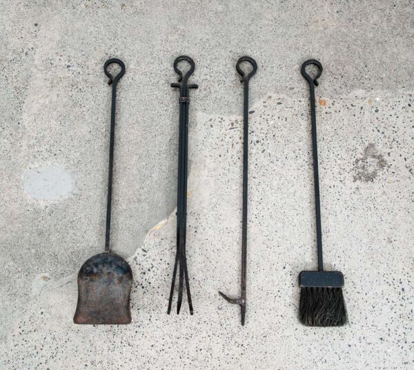 Mid Century Modern Fireplace Tool Modernist Cast Iron Black Mcm Vintage Wood - Image 3