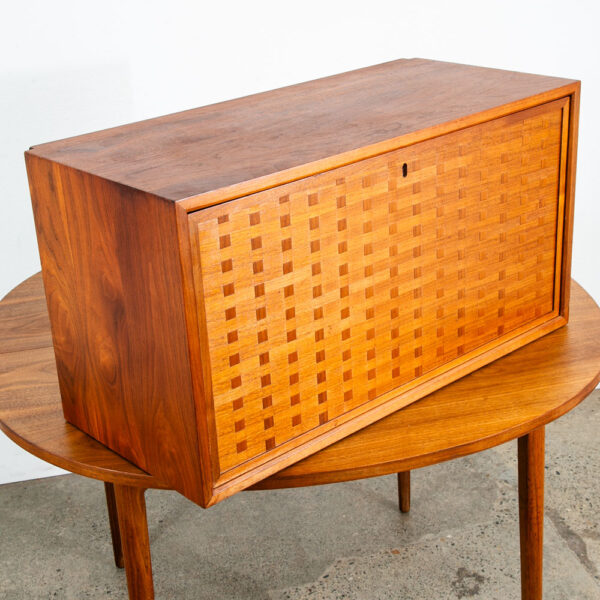 Mid Century Danish Modern Wall Unit Cabinet Drop Down Teak Mcm Cado Royal Lock