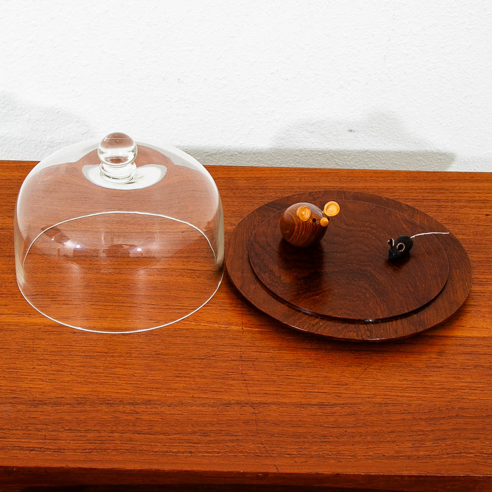 Mid Century Danish Modern Rounded Teak Karl Holmberg Serving Tray Denmark w/ Wooden Mice - Image 8