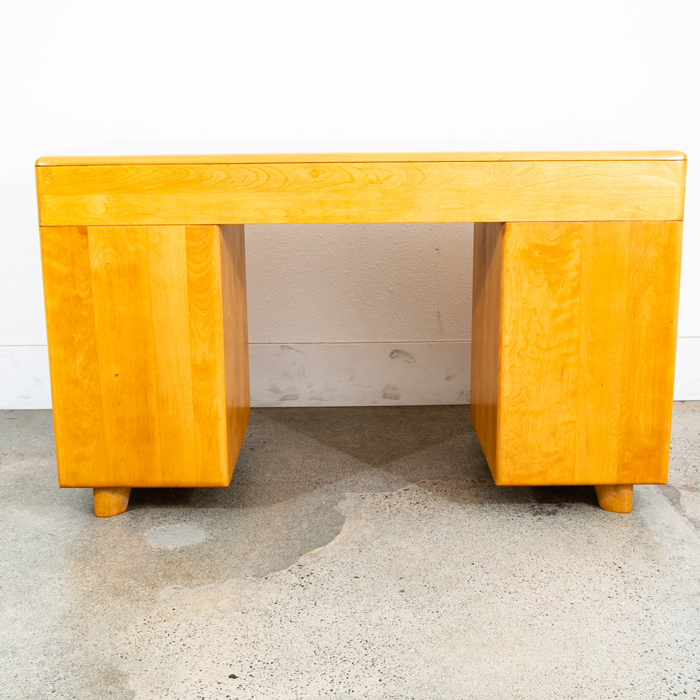 Mid Century Modern Desk Blonde Solid Maple Wood Heywood Wakefield Drawers Mcm 2 - Image 11