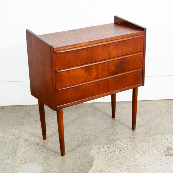 Mid Century Danish Modern Chest Drawers Table 3 Drawer Teak Denmark Side End Mcm