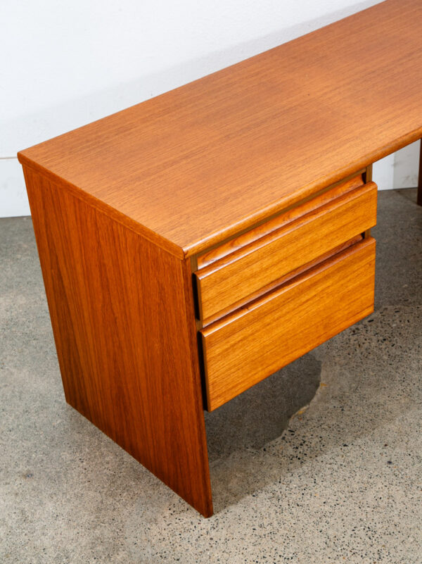 Mid Century Danish Modern Desk 2 Drawer Teak Compact Vintage Wood Denmark Mcm - Image 8