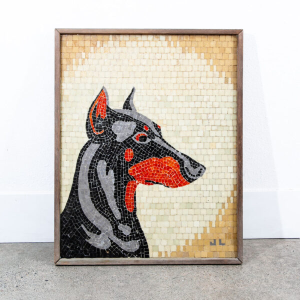Mid Century Modern Studio Ceramic Tile Original Art Mosaic Pinscher Dog Portrait - Image 7