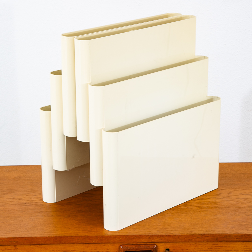 Mid Century Modern Magazine Holder White Kartell Italy G. Stoppino Vintage Mcm