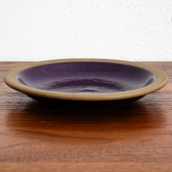 Mid Century Modern Heath Ceramics Bread Plate Purple Glaze Rim Line 7.5" - Image 3