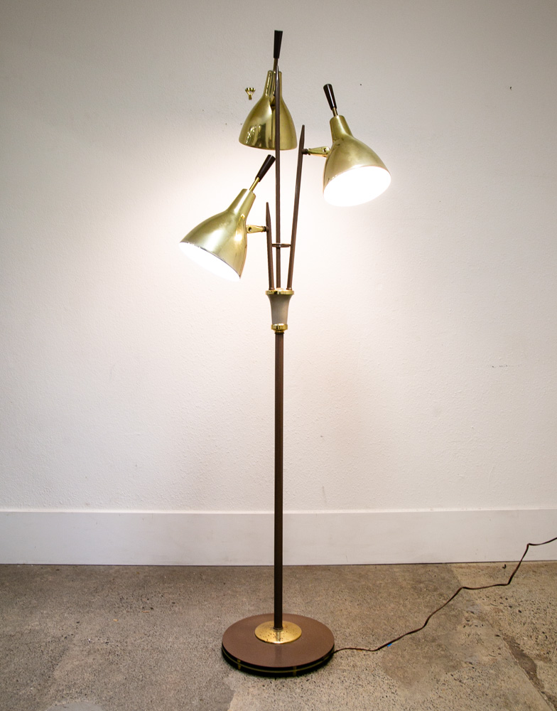Mid Century Modern Floor Lamp Metal Brass Adjustable 3 Light Gerald Thurston Mcm - Image 2