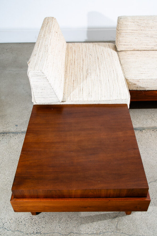 Mid Century Modern Sofa Sectional Walnut Table White Modular Daybed 2 Piece Mcm - Image 10
