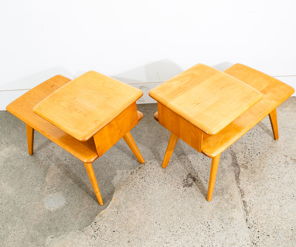 Mid Century modern Nightstands End Side Tables Heywood Wakefield Step Up Blonde - Image 6