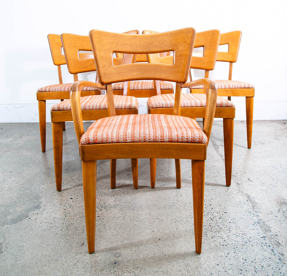 Mid Century Modern Dining Chairs Set 6 Heywood Wakefield Dog Bone Armchair Mcm - Image 5