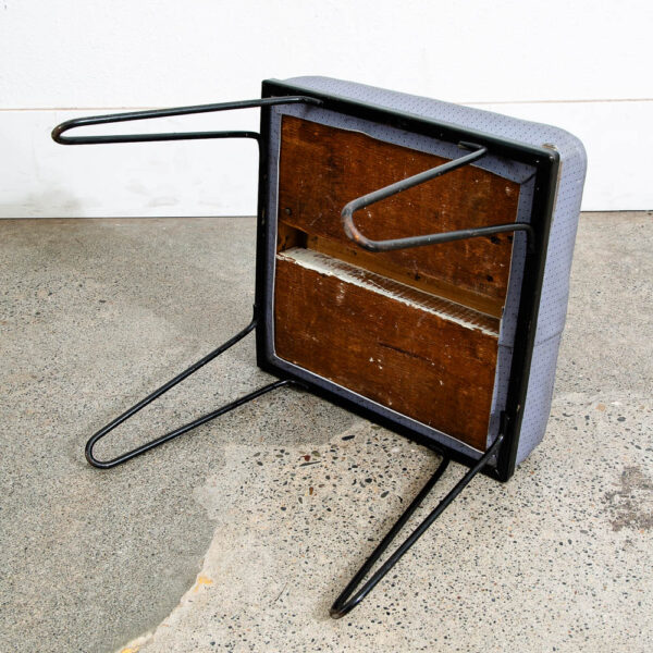 Mid Century Modern Footstool Ottoman Hairpin Legs Black Metal Square Vintage - Image 6