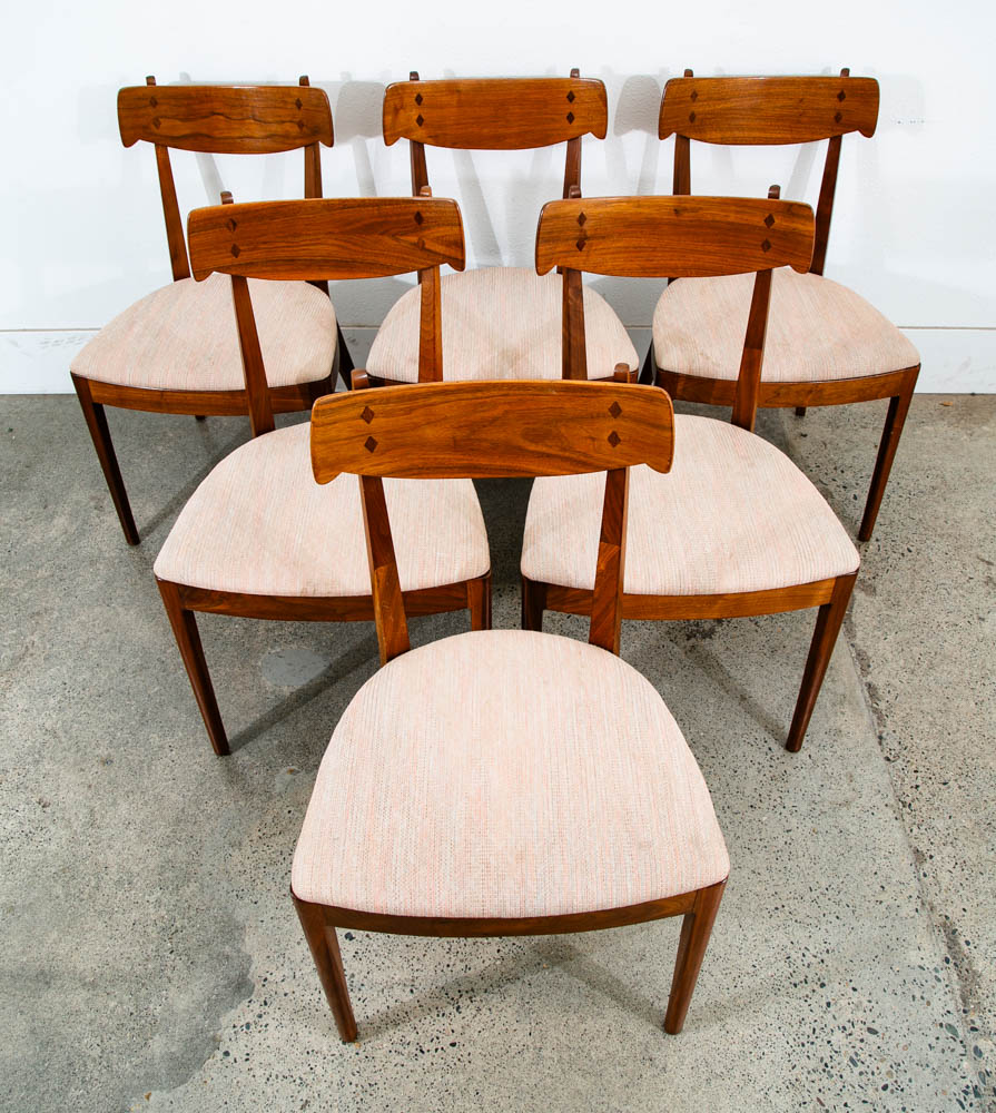 Mid Century Modern Dining Chairs 6 Drexel Declaration Kipp Stewart Peach Pink - Image 5