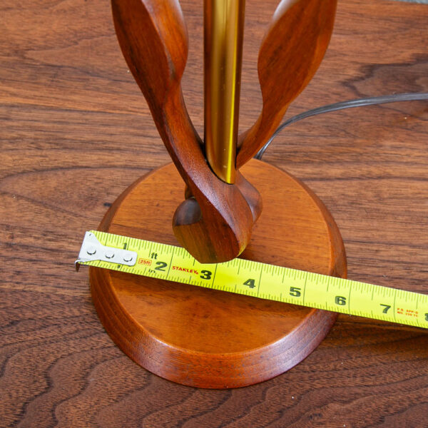 Mid Century Modern Table Lamp Sculptural Tulip Carved Walnut Brass MCM Solid - Image 10