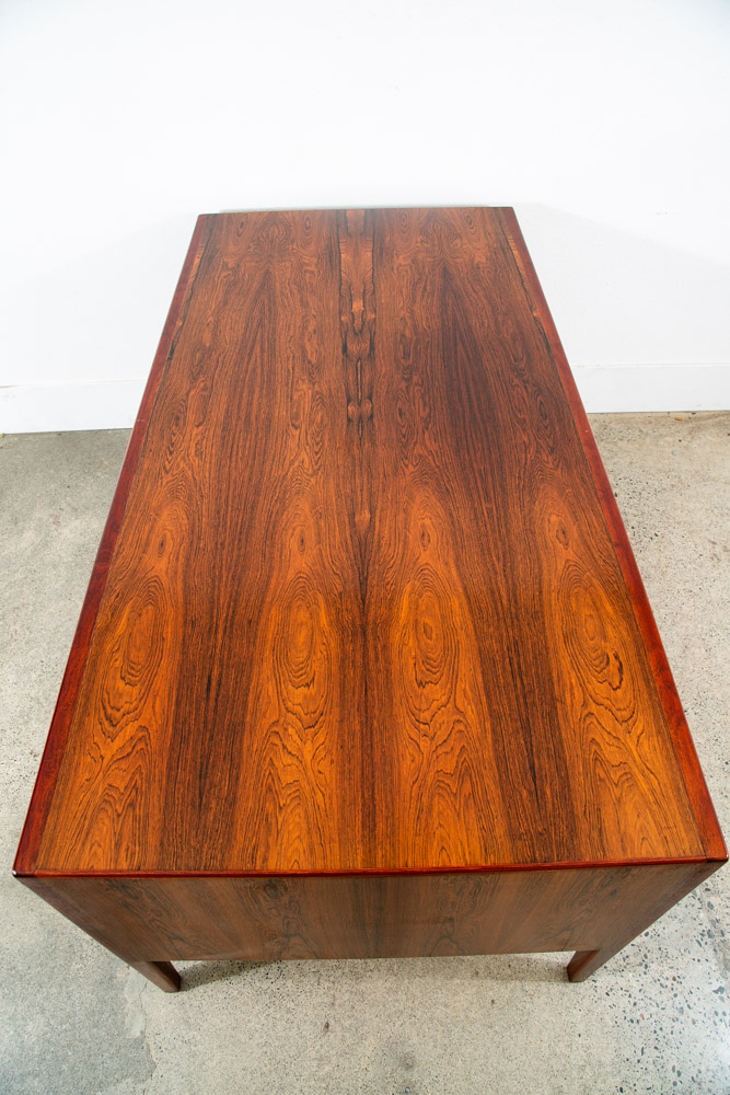 Mid Century Danish Modern Desk Executive Rosewood Ole Wanscher Locking 8 Drawer - Image 4