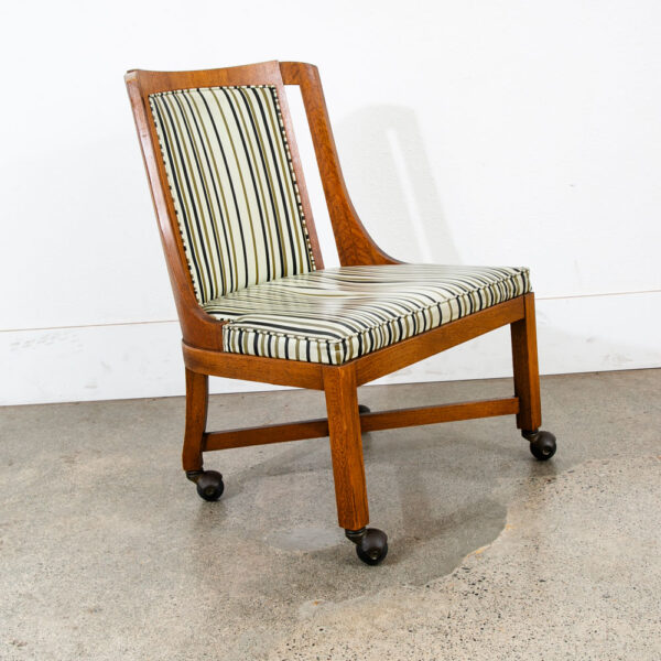 Mid Century Modern Dining Chairs Set 4 Walnut Rolling Vintage Casters X frame - Image 8