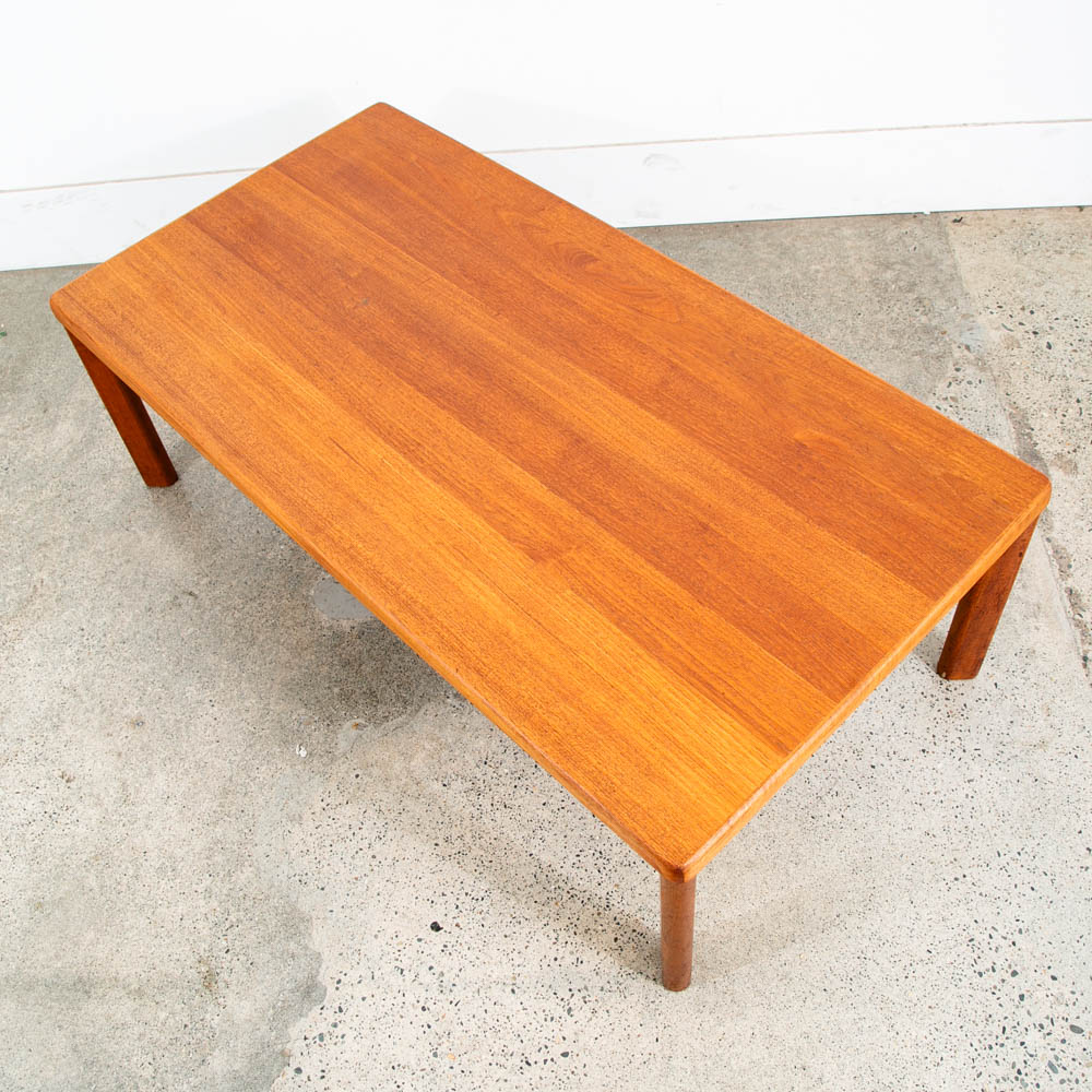 Mid Century Danish Modern Coffee Table Rectangular Surfboard Teak Denmark Toften