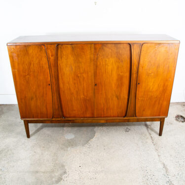 Mid Century Danish Modern Credenza Walnut Sideboard Locking Drawers Cabinet Key
