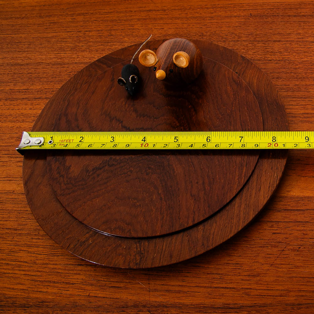 Mid Century Danish Modern Rounded Teak Karl Holmberg Serving Tray Denmark w/ Wooden Mice - Image 11