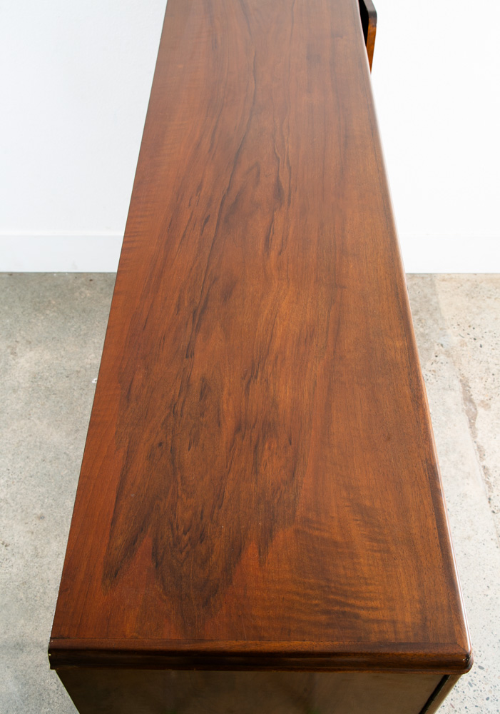 Mid Century Danish Modern Credenza Walnut Sideboard Locking Drawers Cabinet Key - Image 5