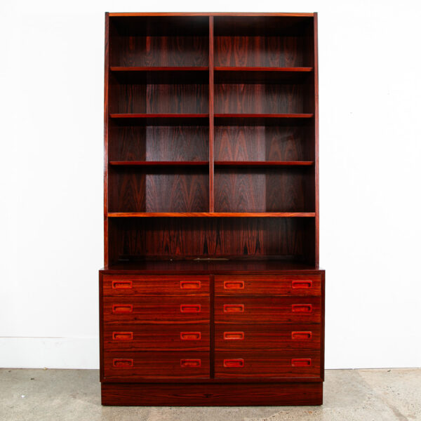 Mid Century Danish Modern Credenza Bookshelf Cabinet 8 Drawer Rosewood Hundevad