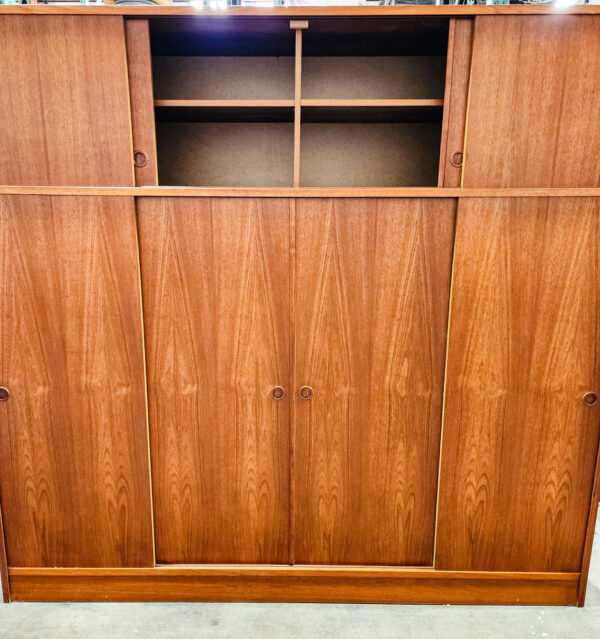 Mid Century Danish Closet Cabinet Armoire Teak Credenza Wardrobe Denmark Sliding - Image 11