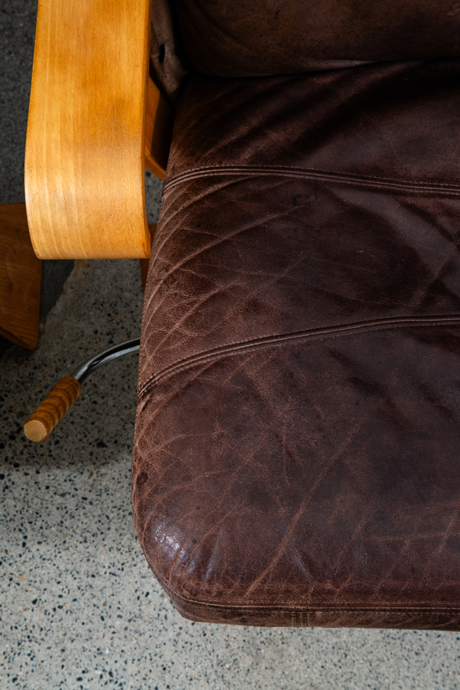 Mid Century Danish Modern Lounge Chairs Swivel Brown Leather Ake Fribytter Nelo - Image 12