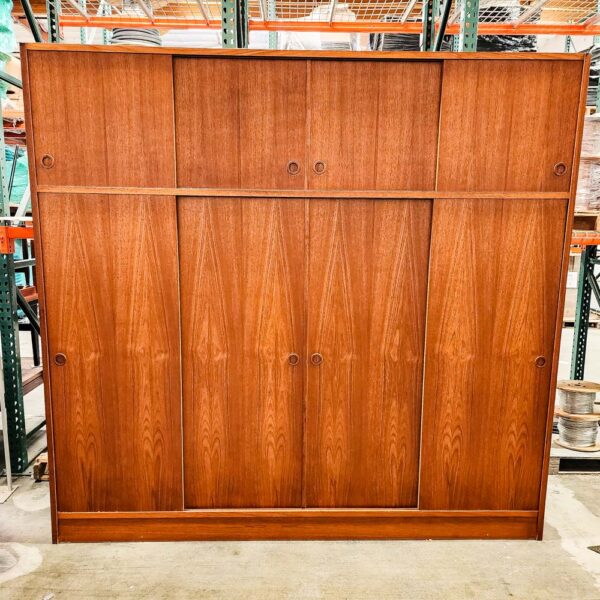Mid Century Danish Closet Cabinet Armoire Teak Credenza Wardrobe Denmark Sliding