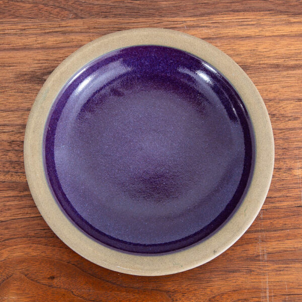 Mid Century Modern Heath Ceramics Bread Plate Purple Glaze Rim Line 7.5" - Image 2