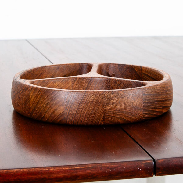Mid Century Danish Modern Bowl Dansk Segmented Serving Tray Teak Wood Denmark MCM - Image 2