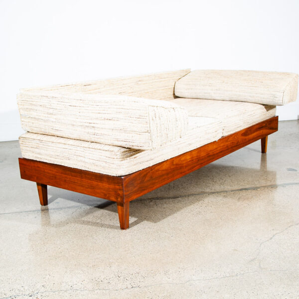 Mid Century Modern Sofa Sectional Walnut Table White Modular Daybed 2 Piece Mcm - Image 5