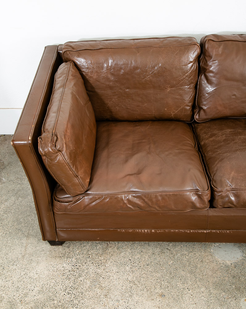 Mid Century Danish Modern Sofa Couch 3 Seater Mogens Hansen Leather Dark Brown - Image 12