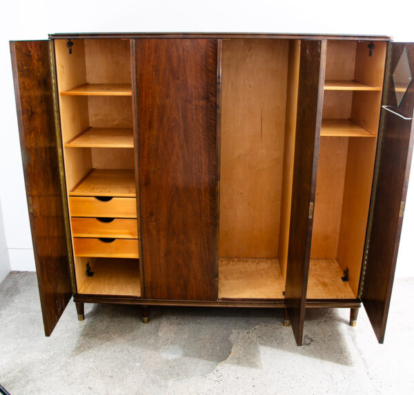 Mid Century Danish Closet Cabinet Armoire Walnut Locking Wardrobe Denmark Drawer - Image 5