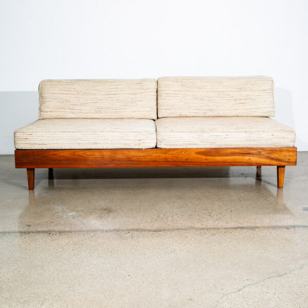 Mid Century Modern Sofa Sectional Walnut Table White Modular Daybed 2 Piece Mcm - Image 6