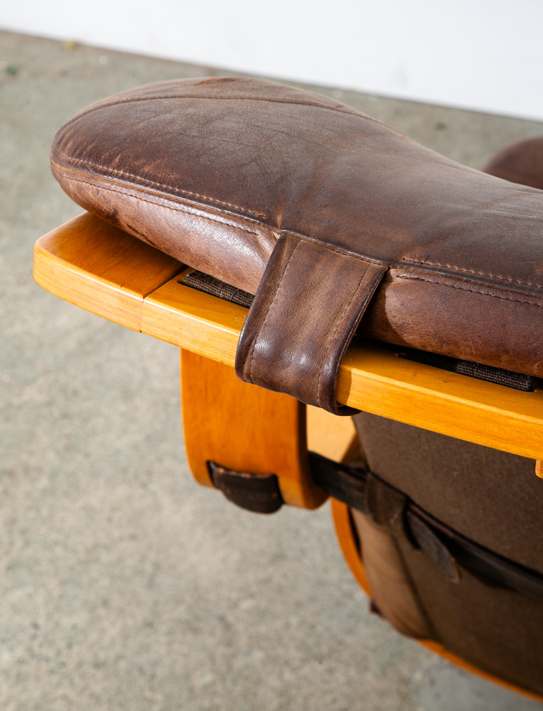 Mid Century Danish Modern Lounge Chairs Swivel Brown Leather Ake Fribytter Nelo - Image 8