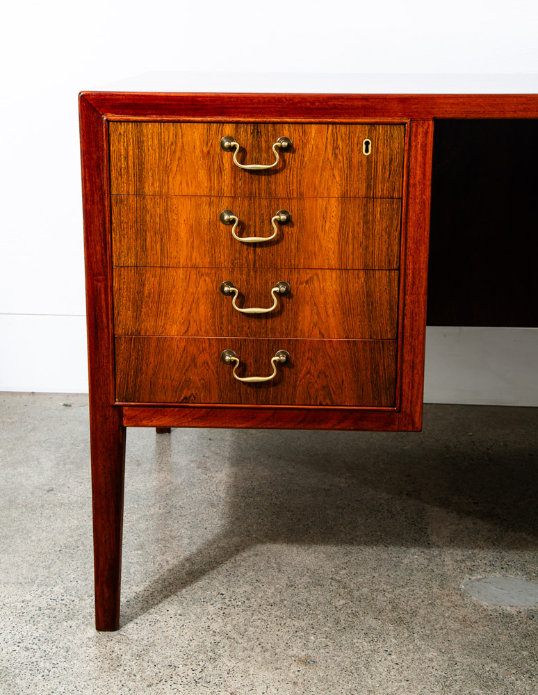 Mid Century Danish Modern Desk Executive Rosewood Ole Wanscher Locking 8 Drawer - Image 10