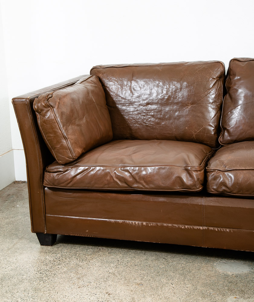 Mid Century Danish Modern Sofa Couch 3 Seater Mogens Hansen Leather Dark Brown - Image 9