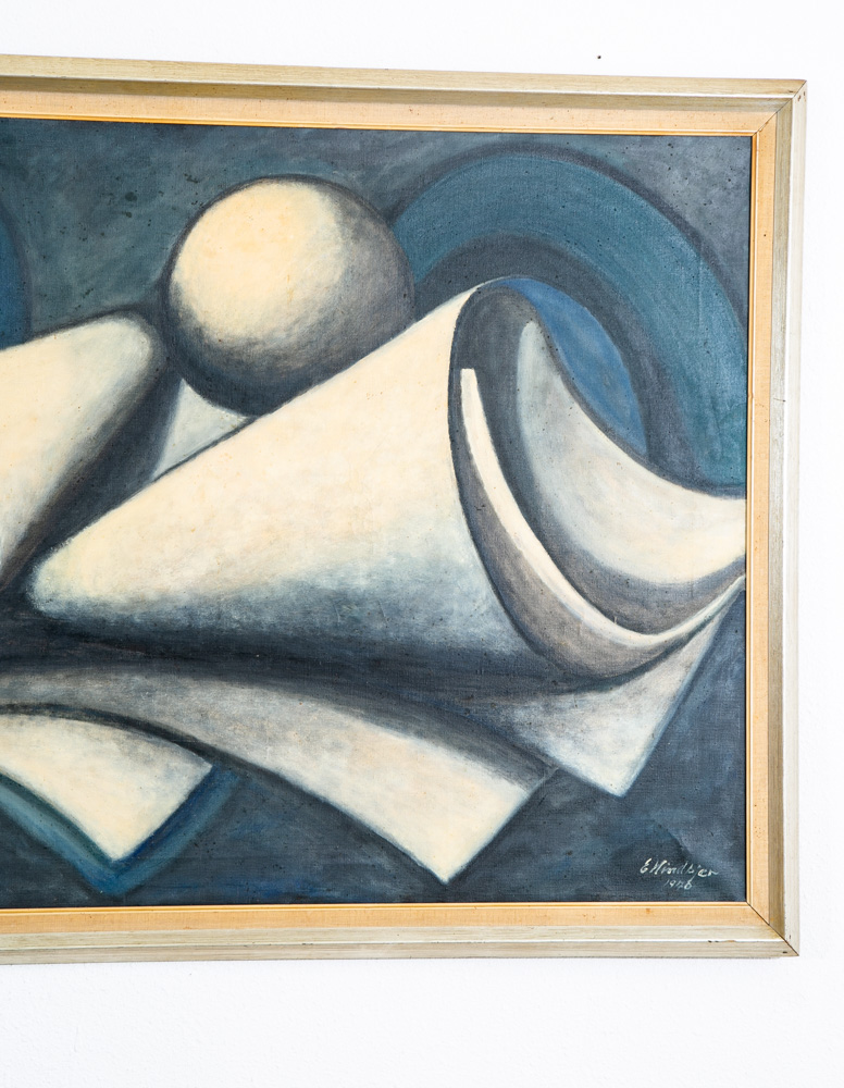 Mid Century Modern Painting Art Abstract Expressionism Blue Black White Signed - Image 10