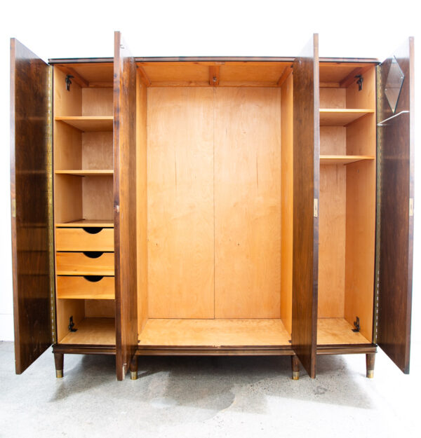 Mid Century Danish Closet Cabinet Armoire Walnut Locking Wardrobe Denmark Drawer - Image 3