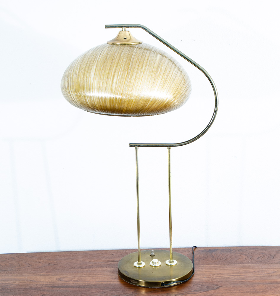 Mid Century Modern Table Lamp Brass Light Gold Harvey Guzzini Italian Round Mcm - Image 3
