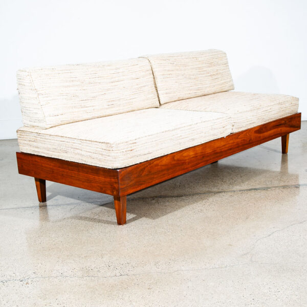 Mid Century Modern Sofa Sectional Walnut Table White Modular Daybed 2 Piece Mcm - Image 4