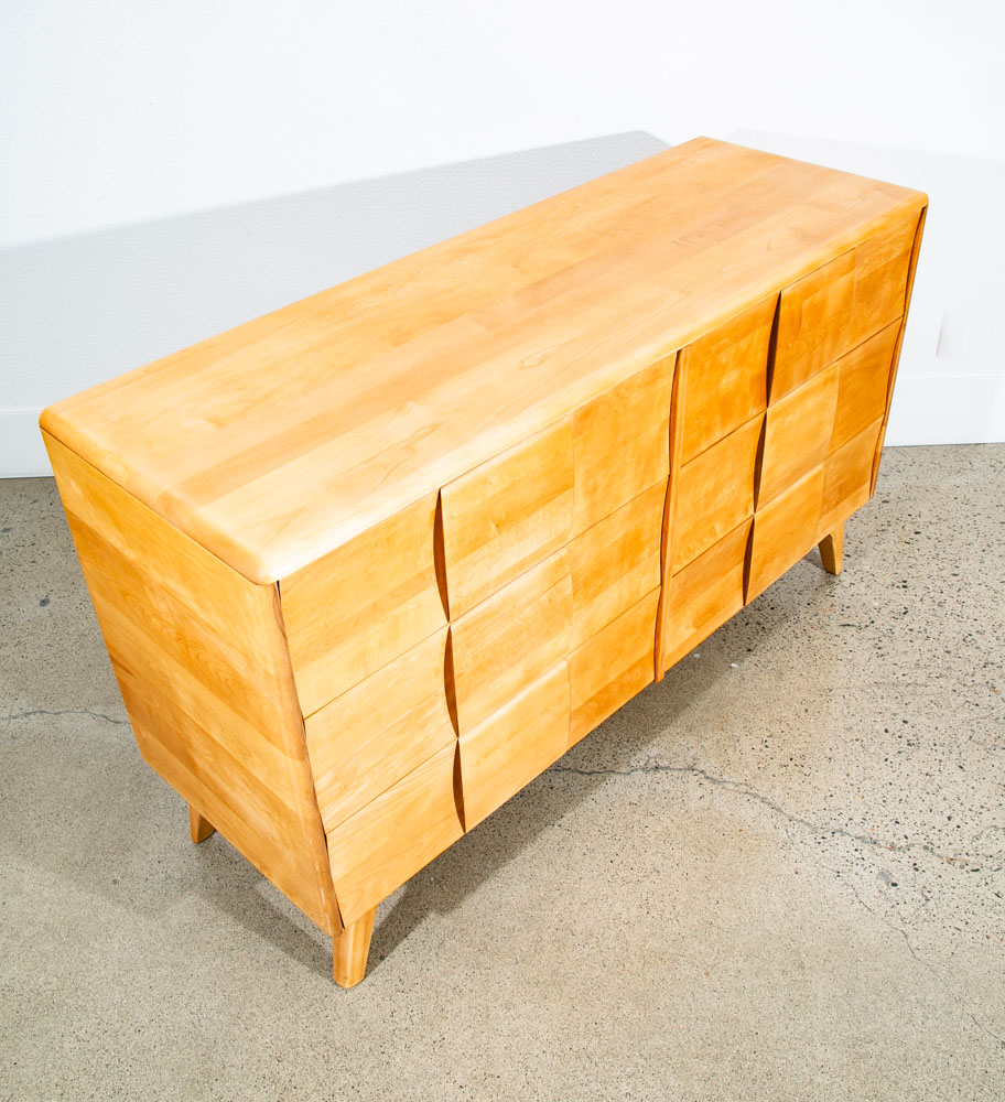 Mid Century Modern Dresser 6 Drawer Heywood Wakefield Sculptura Blonde Vintage - Image 7