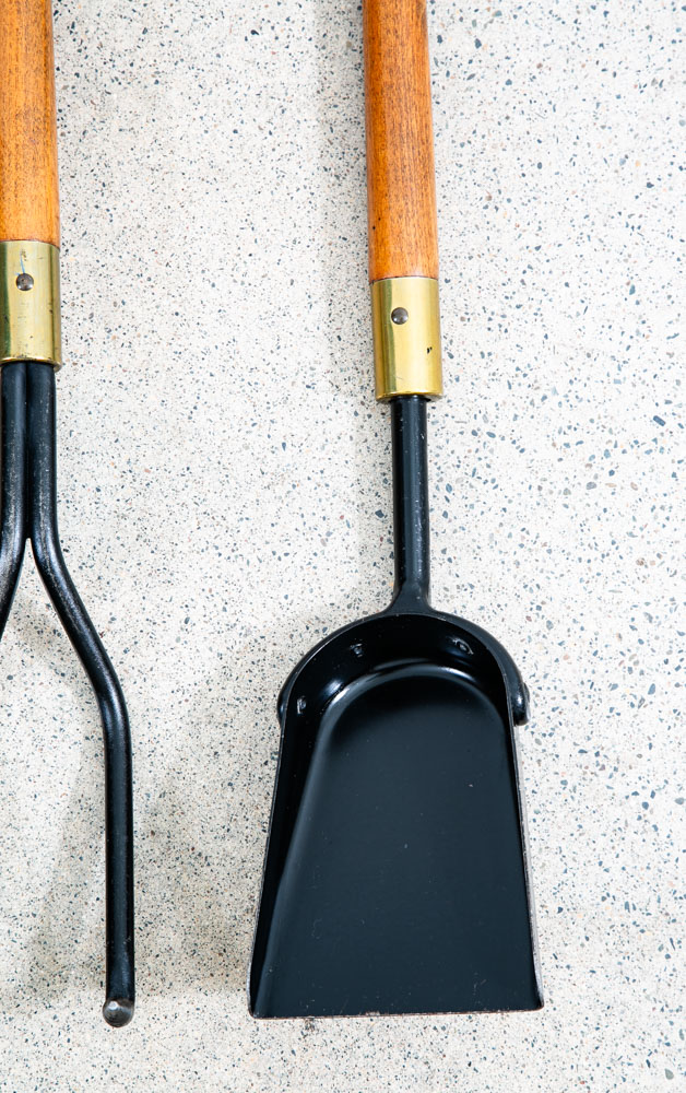 Mid Century Modern Fireplace Tools Wood Brass Cast iron Pilgrim Seymour Nelson - Image 9