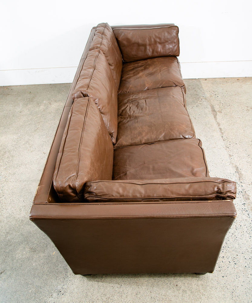 Mid Century Danish Modern Sofa Couch 3 Seater Mogens Hansen Leather Dark Brown - Image 3