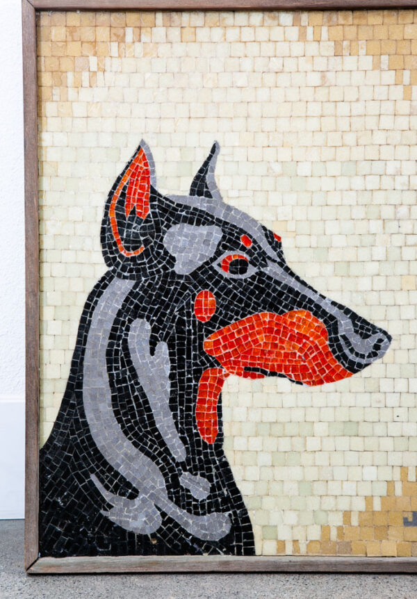Mid Century Modern Studio Ceramic Tile Original Art Mosaic Pinscher Dog Portrait - Image 2