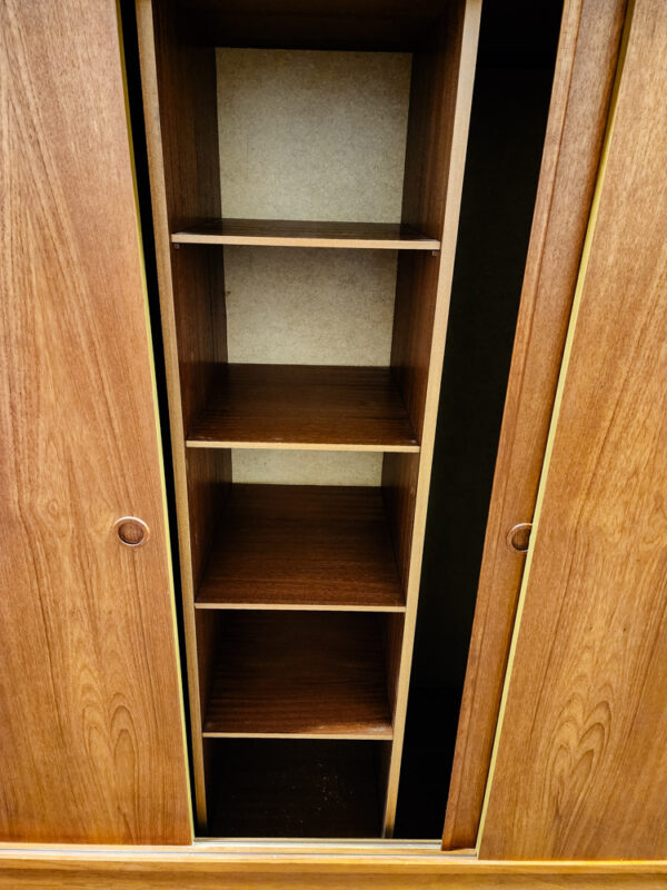Mid Century Danish Closet Cabinet Armoire Teak Credenza Wardrobe Denmark Sliding - Image 5