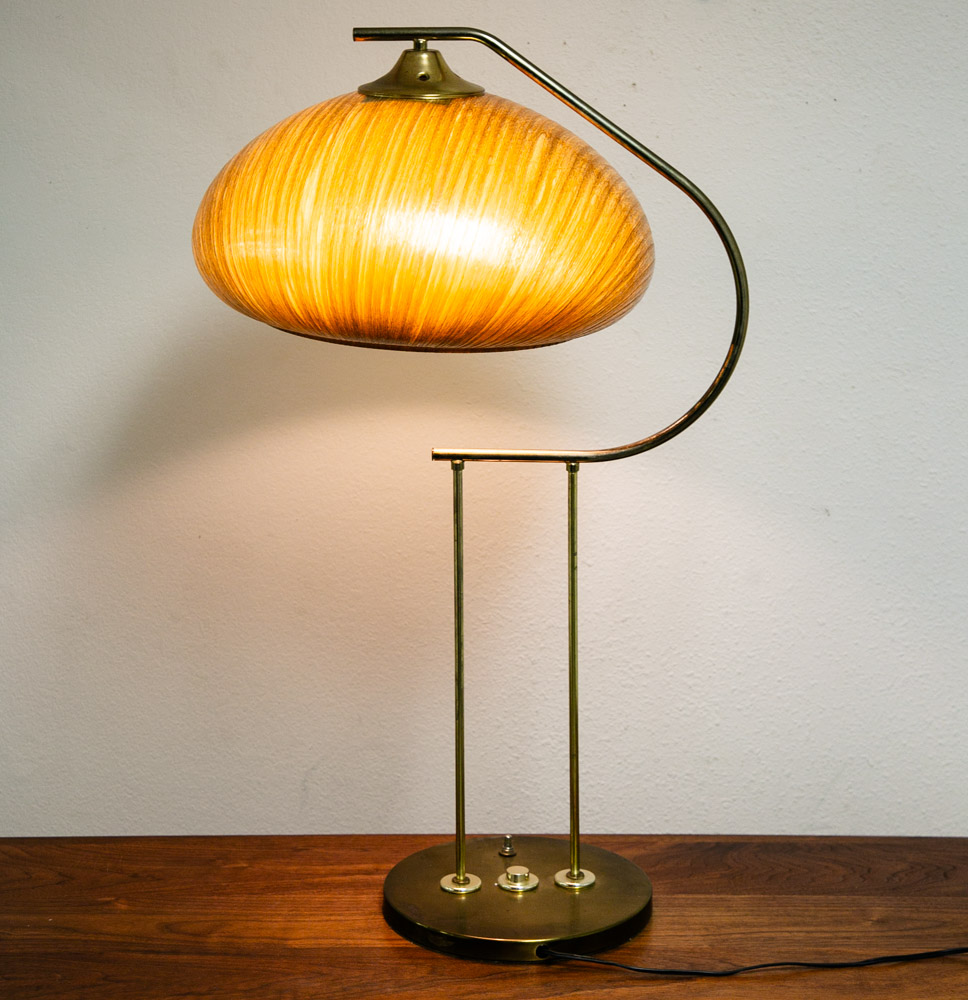 Mid Century Modern Table Lamp Brass Light Gold Harvey Guzzini Italian Round Mcm - Image 4