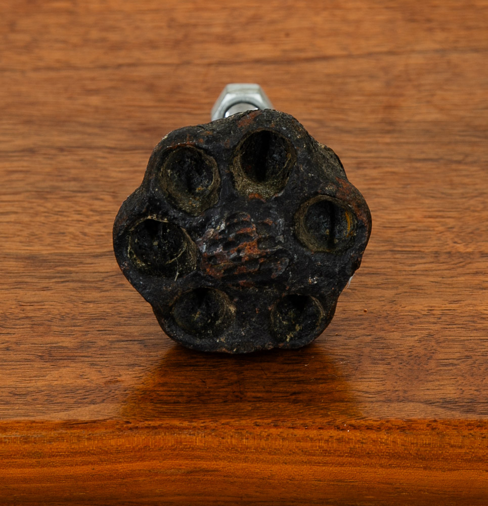 Mid Century Modern Gothic Door Knocker Heavy Cast Iron Mcm Texture Black Antique - Image 4